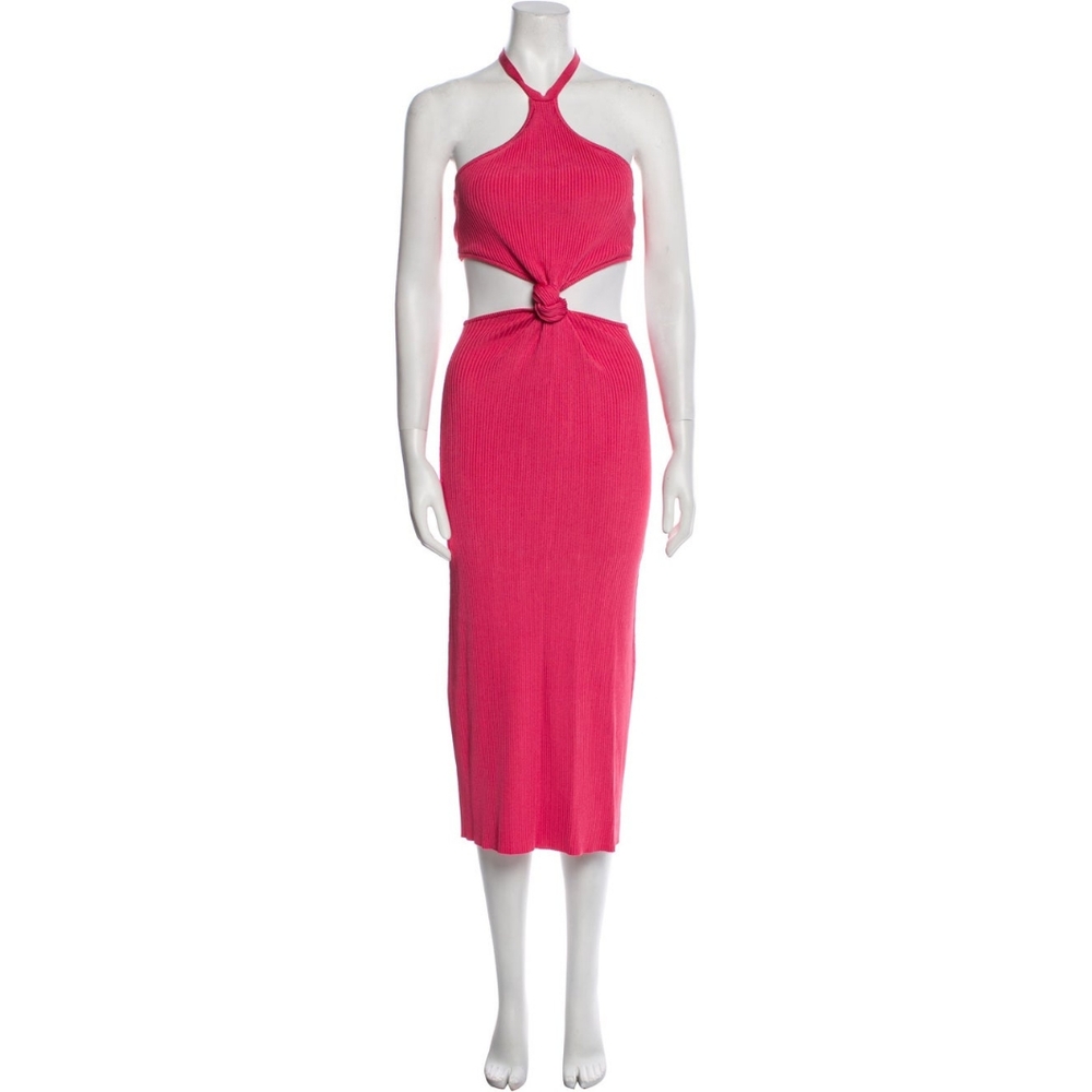 NWOT CULT GAIA Cameron Cutout Ribbed-Knit Halterneck Midi Dress